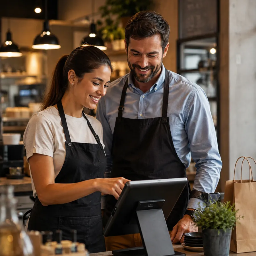 Restaurant team using an EZplatforms point-of-sale terminal